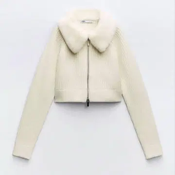ZARA 인조 모피 칼라 니트 스웨터