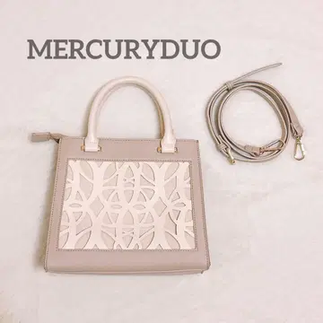 새상품급 MERCURYDUO 모티브 패턴 컷워크 숄더 BAG 베이지