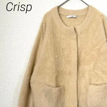 Crisp 가디건 크루넥 볼륨 소매 포켓 부착 루즈핏