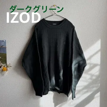 IZOD 다크 그린 크루넥 스웨터 풀오버 니트 가슴 자수