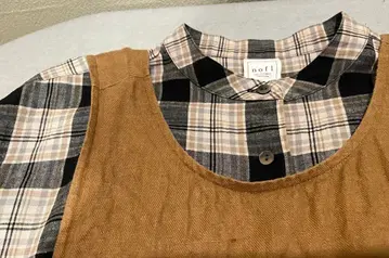 nofl 체크 무늬 롱 셔츠 원피스 블랙 베이지