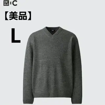 [새상품급] UNIQLO C 릴랙스 V넥 스웨터 L 그레이 남녀 공용 울