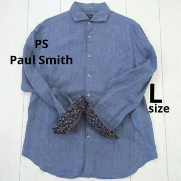 PS Paul Smith L 사이즈 데님 셔츠 꽃무늬 드레스 셔츠 깔끔한