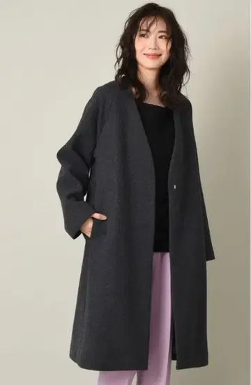 새상품급 INTERPLANET 다크 그레이 롱 코트 체스터 코트