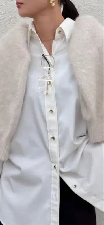 새상품급 라운지 드레스 새틴 BIG 셔츠 화이트