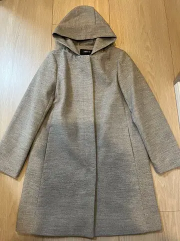 COMME CA ISM 후드 부착 노카라 코트 그레이