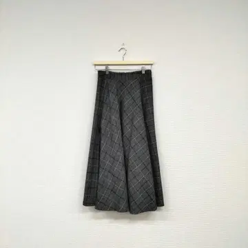 GRL 그레이 체크 무늬 플레어 롱 스커트 M