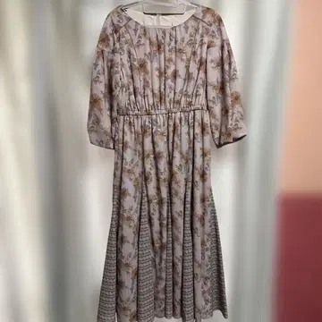 꽃무늬 롱 원피스 7부 소매