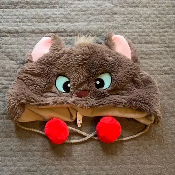 캐릭터 귀도리 모자 브라운