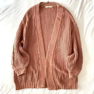 [ 마제스틱 레곤 ] 니트 가디건 로우 게이지 면 혼방 케이블 짜임 M