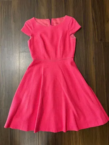 핑크 반팔 플레어 스커트 원피스 38