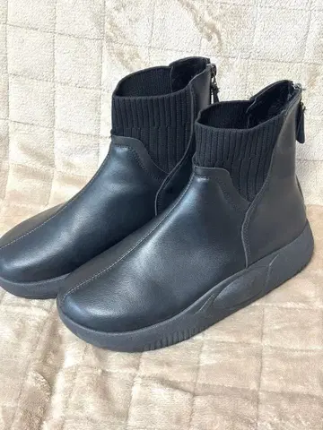 블랙 사이드 고어 부츠 통굽 40