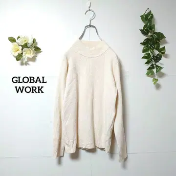 글로벌 워크 긴팔 니트 스웨터 M 아이보리