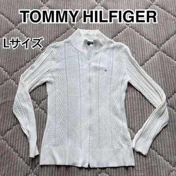 TOMMY HILFIGER 니트 화이트 지퍼 후드티 가디건