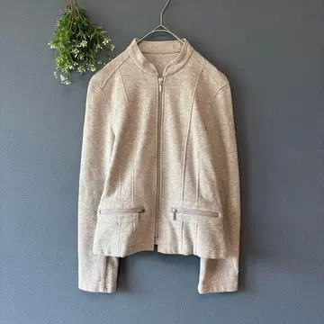 조르주 레슈 [L] 고급 심플 라메 가공 노카라 집업 자켓