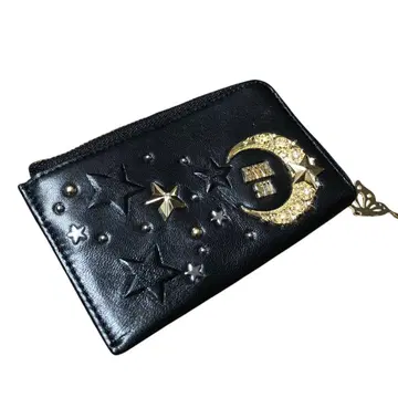 ANNA SUI 안나수이 문스타 별 달 동전 지갑 블랙 가죽