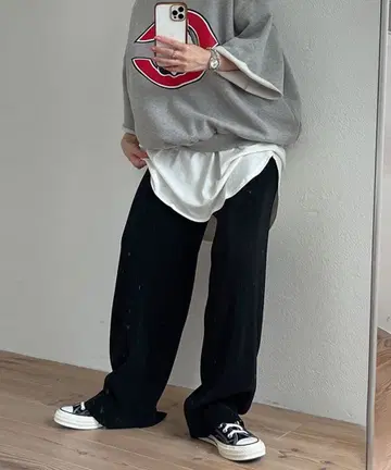 데일리 데일리 슈퍼 스트레치 플리츠 와이드 팬츠 wee9s 블랙