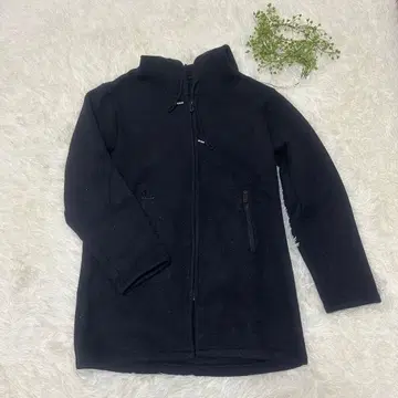 니트 롱 가디건/자켓 후드 부착 블랙 M~L 심플 캐주얼