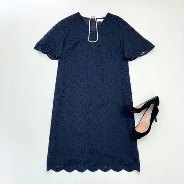 자유구 무릎 기장 원피스 레이스 올 패턴 플레어 슬리브 결혼식 파티