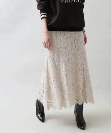 IENA 베이지 플라워 레이스 롱 스커트