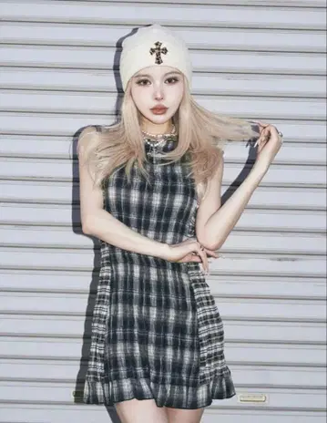 Darich 체크 콤비 미니 원피스