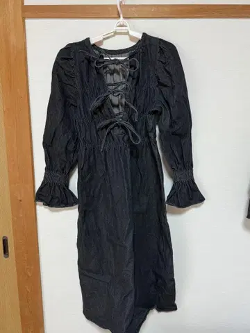 데님 원피스 프릴 소매