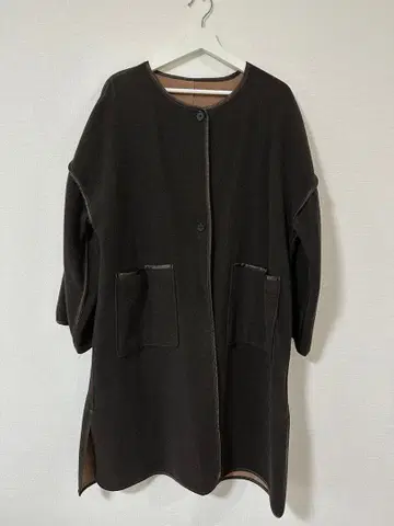 카스타네 kastane 다크 브라운 롱 코트 코트 파이핑