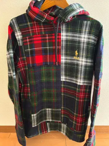 Polo 체크 무늬 후드 부착 후드티