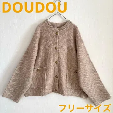 [ 새상품 ] 두두 골드 버튼 니트 가디건 베이지 프리 사이즈