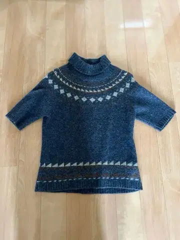 노르딕 무늬 반팔 니트 스웨터