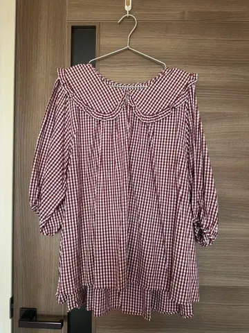 유키에몬 3L 깅엄 체크 블라우스