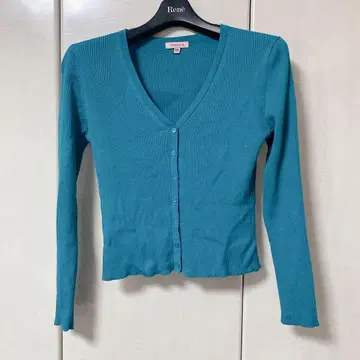 토카 실크 리브 가디건 에메랄드 그린