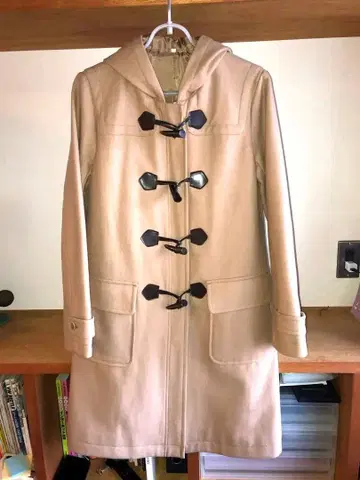 MUJI 베이지 더플 코트 후드 부착