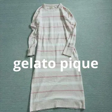 gelato pique 스무디 x 뱀부 보더 드레스 핑크 롱
