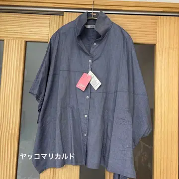 미사용 블루 코튼 판초 상의