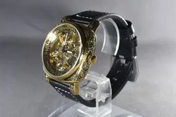 골드 컬러 스켈레톤 수동 와인딩 시계