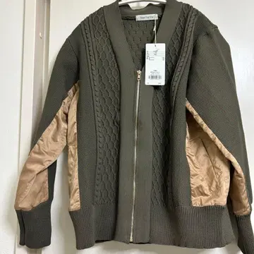 새상품 Three FourTime 케이블 혼방 도킹 지퍼 블루종