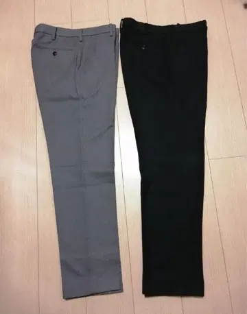 2벌 세트 HEATTECH 슬랙스 그레이 블랙 허리 79cm