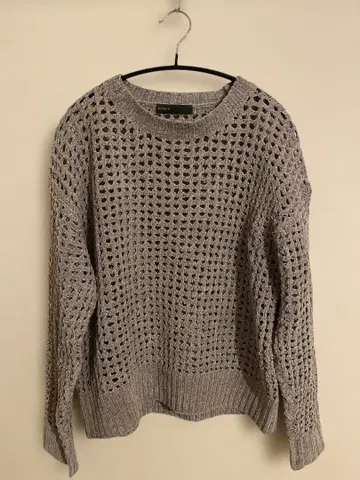 NOBLE 그레이 모헤어 시스루 니트 풀오버