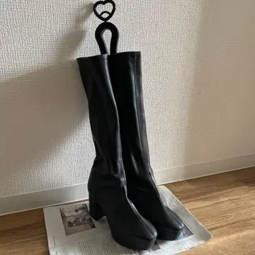 블랙 롱 부츠 높은 힐