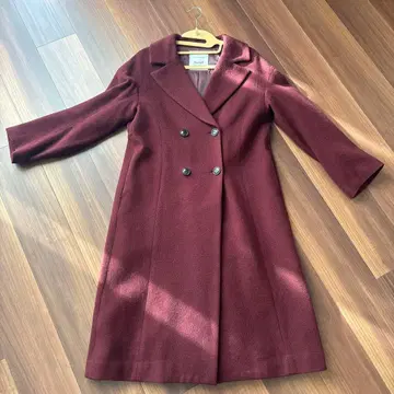 AuieF 롱 코트 와인 레드 아
