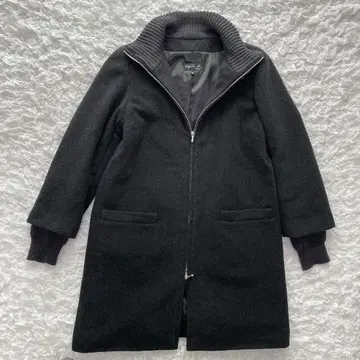 새상품급 에네스베 캐시미어 혼방 울 지퍼 롱 코트 블랙 리브