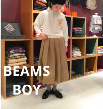 [ 새상품급 ] 빔즈 보이 치노 턱 롱 스커트 베이지