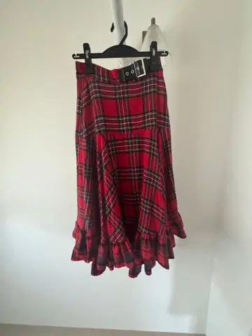 jouetie 클레이지 프릴 체크 스커트 빨간색 레드