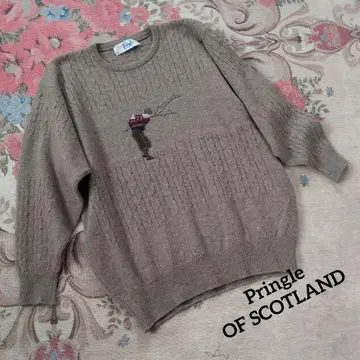 Pringle OF SCOTLAND 그레이 자수 스웨터