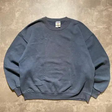 90s USA제 빈티지 저지 무지 맨투맨 L 사이즈 그레이 네이비