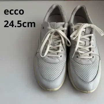 ecco 가죽 스니커즈 라이트 그레이 화이트 24.5cm