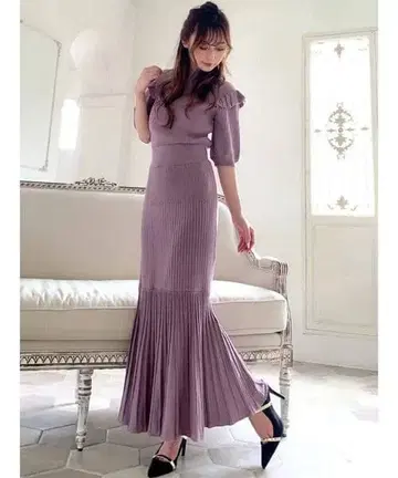 RESEXXY 5부 소매 머메이드 니트 원피스