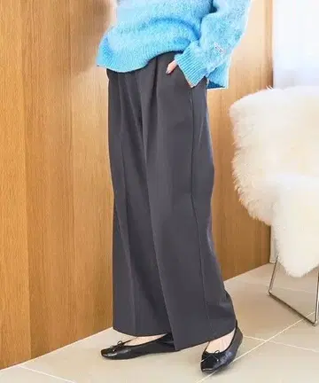 coen 이지 뷰티 속기모 와이드 팬츠 다크 그레이