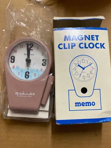 quando 마그넷 클립 시계 핑크